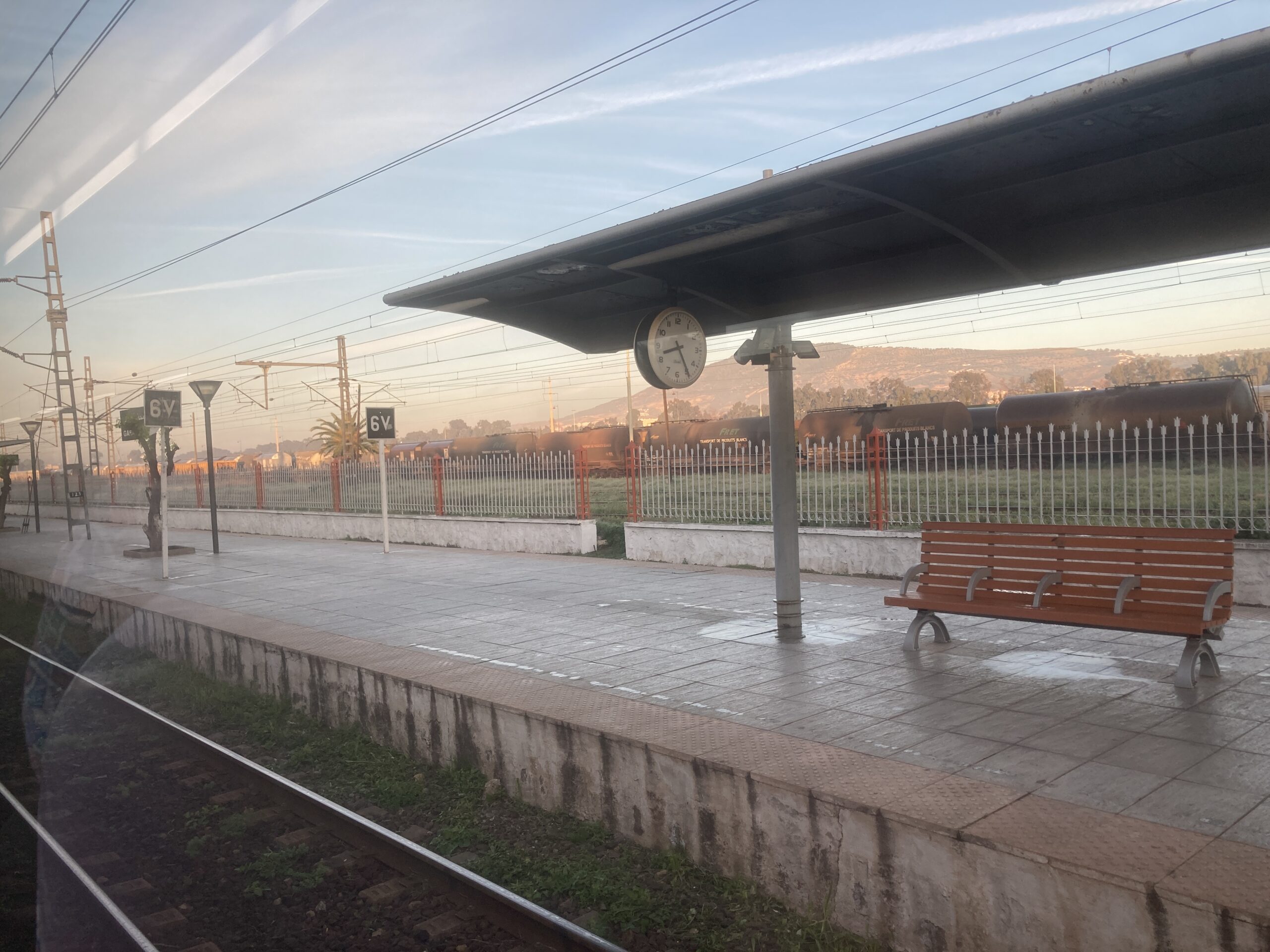 A view of a train platform at the Fes Station.