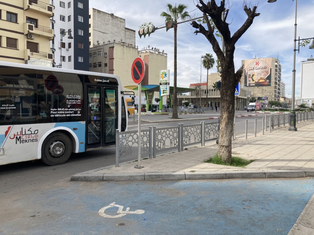 A view of a local city bus on Avenue des Forces Armees Royales