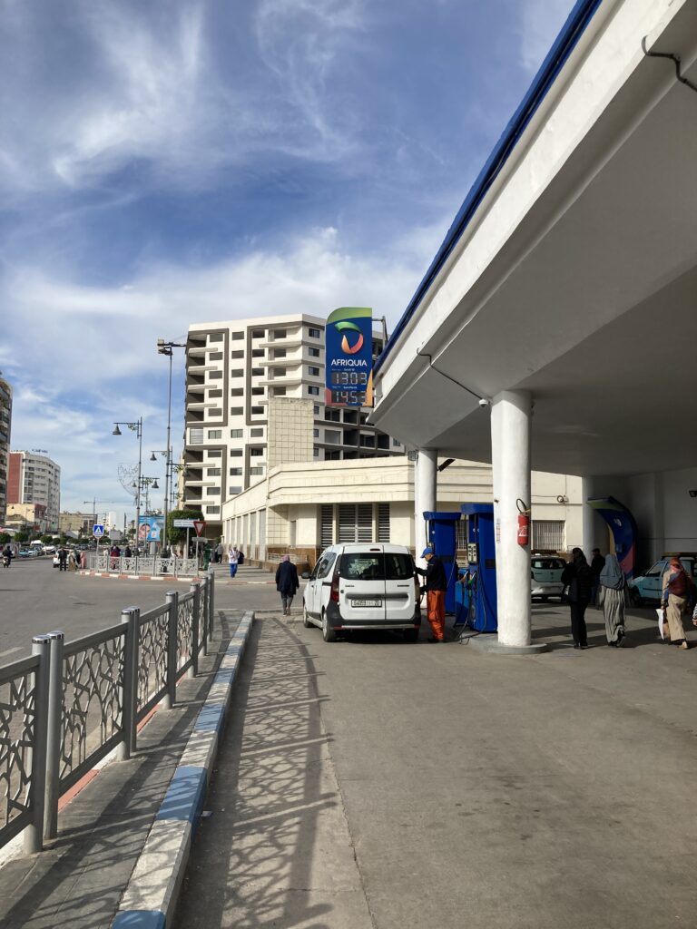 A view of a gas station on Avenue des Forces Armees Royales