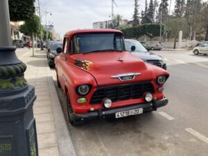 A view of a Chevrolet pickup truck on Avenue des Forces Armees Royales