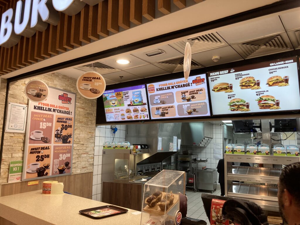 A view of the Burger King in the food court at the Tangier City Center Mall