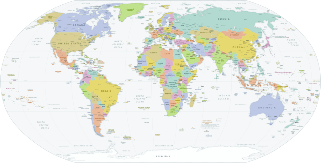 A simple political map of the world