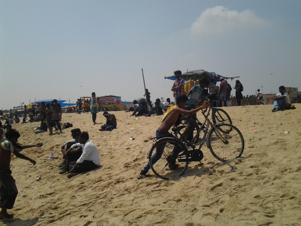 A scene in Chennai, Tamil Nadu, India at Chennai Beach