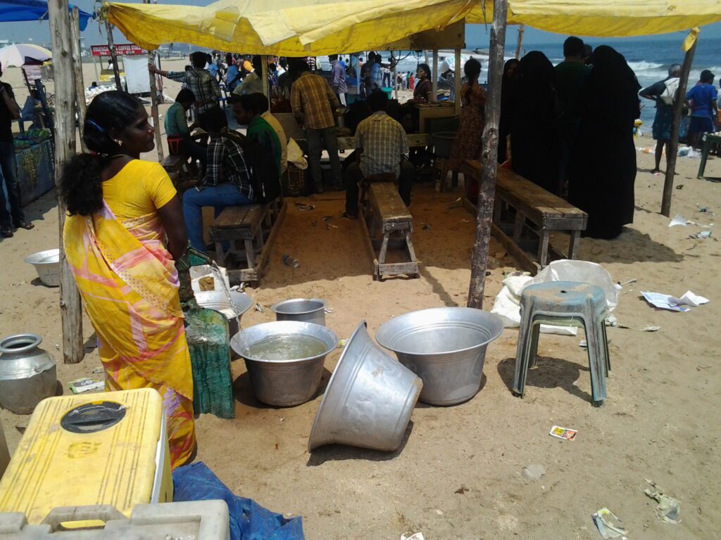 A scene in Chennai, Tamil Nadu, India at Chennai Beach