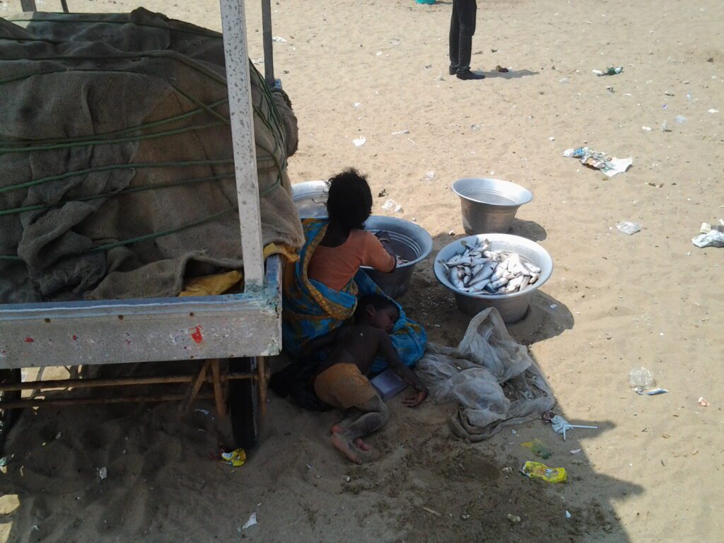 A scene in Chennai, Tamil Nadu, India at Chennai Beach