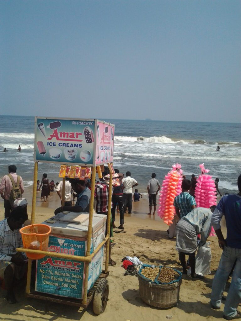 A scene in Chennai, Tamil Nadu, India at Chennai Beach