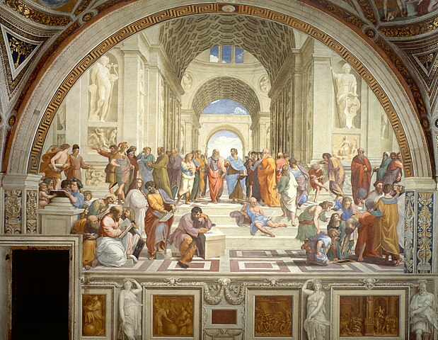 Scuola di Atene/The School of Athens, By Raphael - Stitched together from vatican.va, Public Domain, https://commons.wikimedia.org/w/index.php?curid=4406048