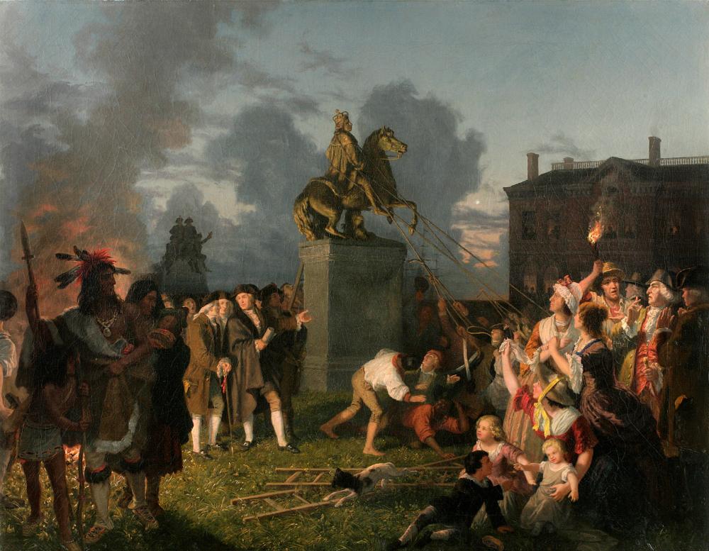 Pulling Down the Statue of King George III on July 9, 1776, New York City. Painted 1852–1853.