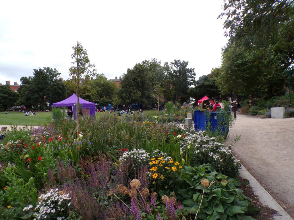 Scene in Saint Stephen Park in Dublin, Ireland