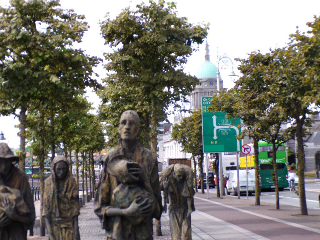 A view of the Famine Memorial in Dublin