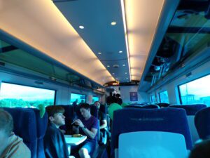 A scene inside the train on the ride from Heuston Dublin Station to Mallow (Mala) Station