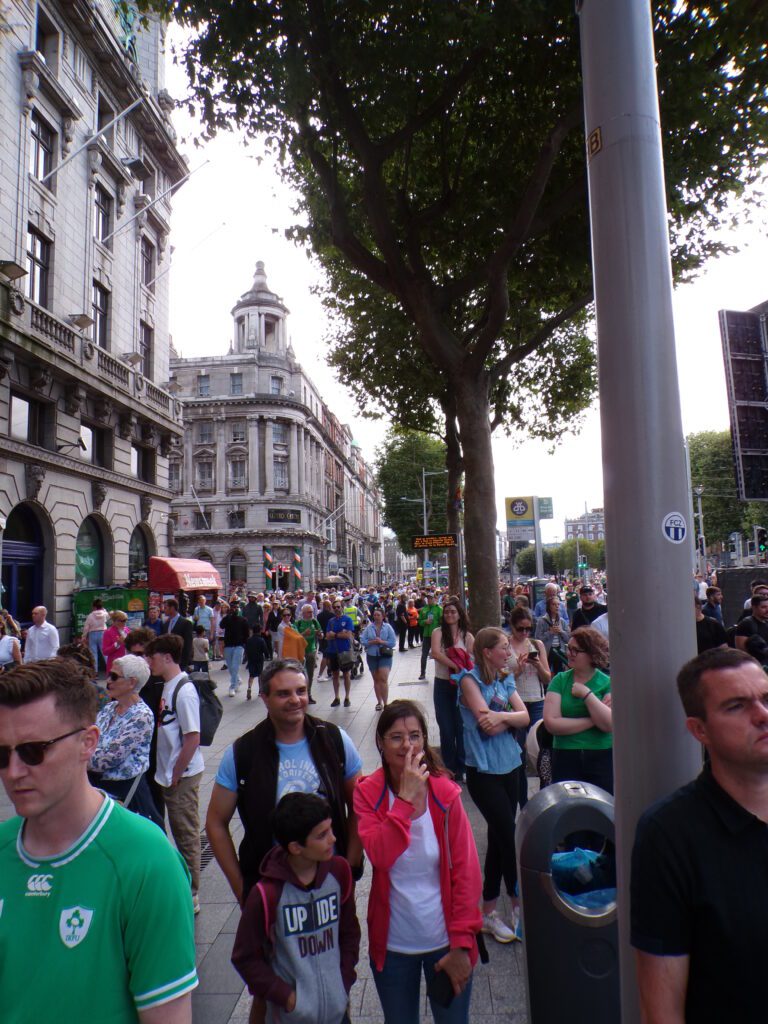 A view of the Irish Olympic team homecoming rally in front of the GPO in Dublin on August 12