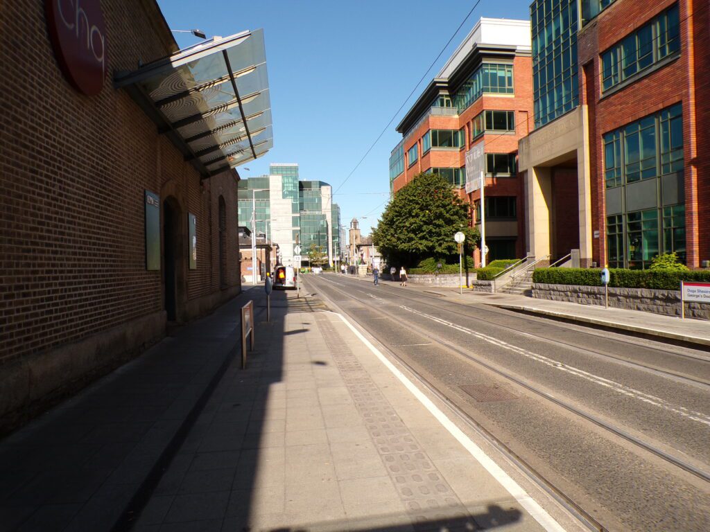 A view near the George's Dock stop in Dublin