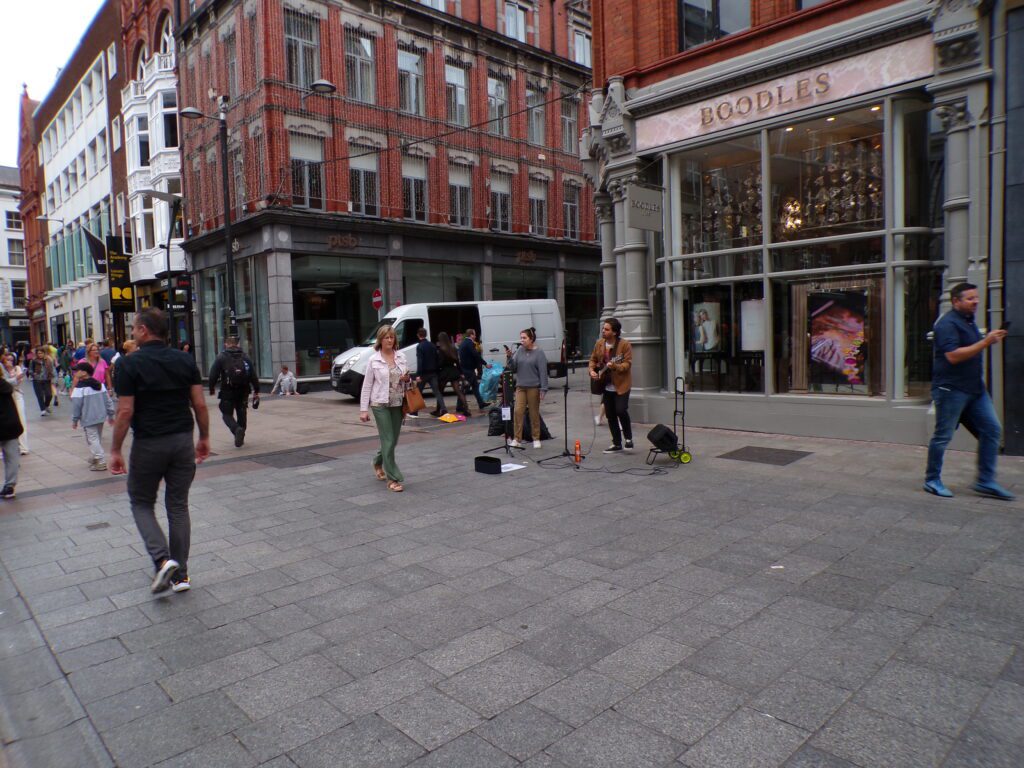 A view of musicians on Grafton Street in Dublin