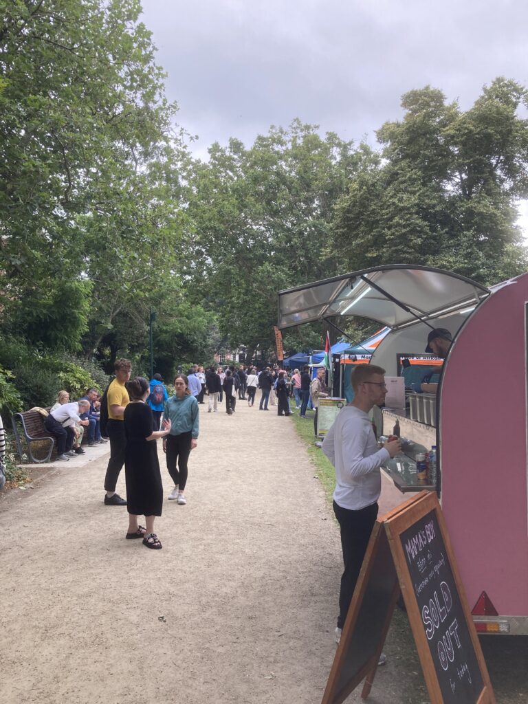 A view of a food truck in Saint Stephen's Green Park in Dublin