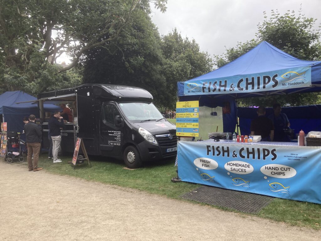 A view of a food truck in Saint Stephen's Green Park in Dublin