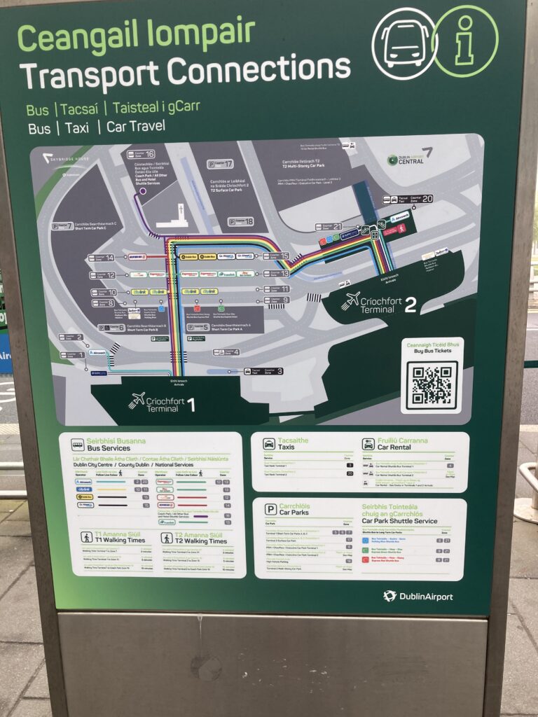 Information map for transit options at the Dublin Airport