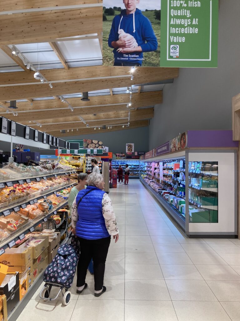 A view of an aisle at the Lidl store on Edward Street in Tralee, County Kerry, Ireland