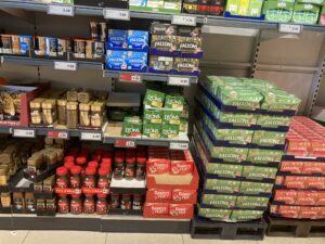 A view of an aisle at the Lidl store on Edward Street in Tralee, County Kerry, Ireland