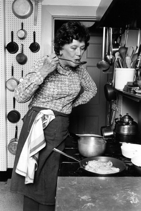 Julia Child in her kitchen as photographed ©Lynn Gilbert, 1978, Cambridge, Massachusetts