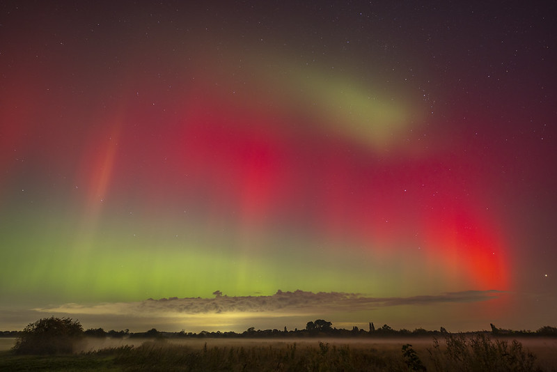 Northern Lights over Bury Field, Newport Pagnell, UK. 10th Oct 2024