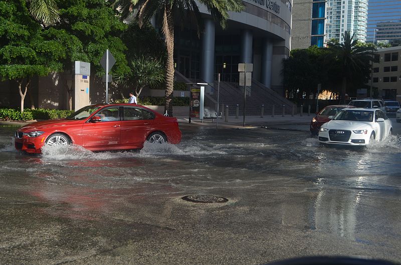 Downtown Miami during high tide flooding, 13 October 2016